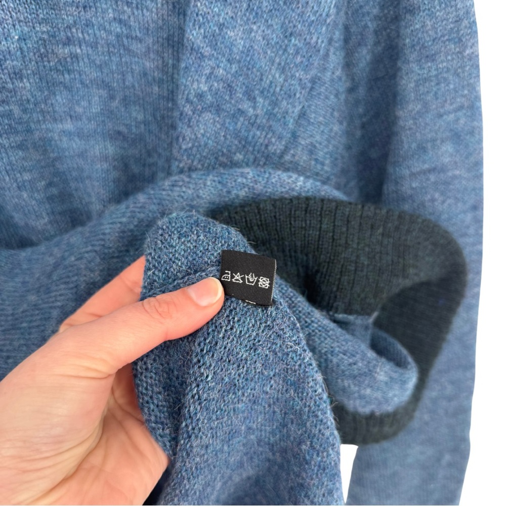 Alpaca International The Caminero Quarter-Zip Pullover Sweater Blue 100% Alpaca - Picture 9 of 10
